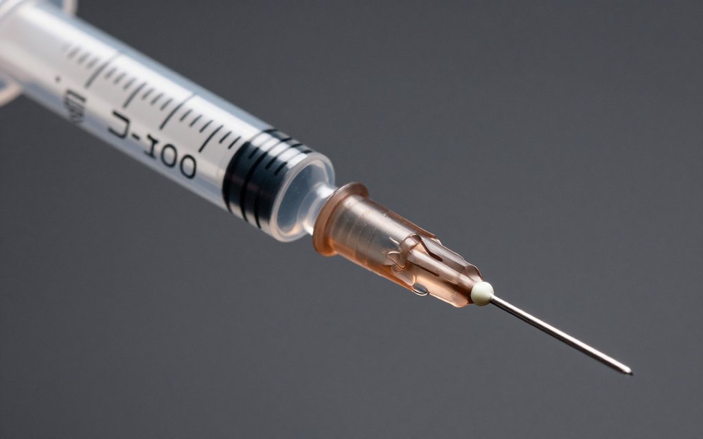 Macro of U-100 insulin syringe unit markings used for mg to units conversion.