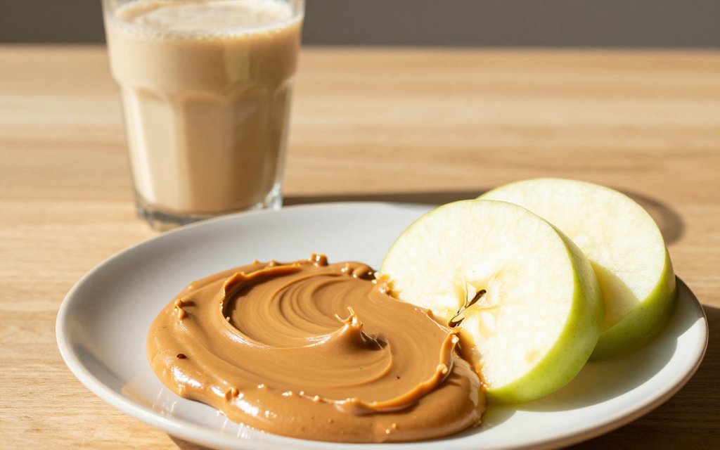 Peanut butter on apple slices as a filling weight loss snack