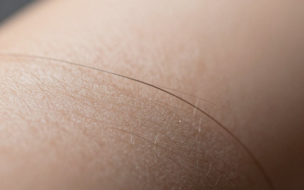 Close-up of cuticle scales on low porosity hair strands