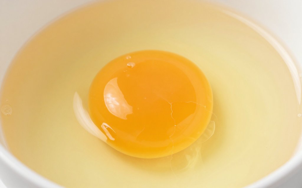 Macro close up of egg white and yolk showing egg white calories and protein