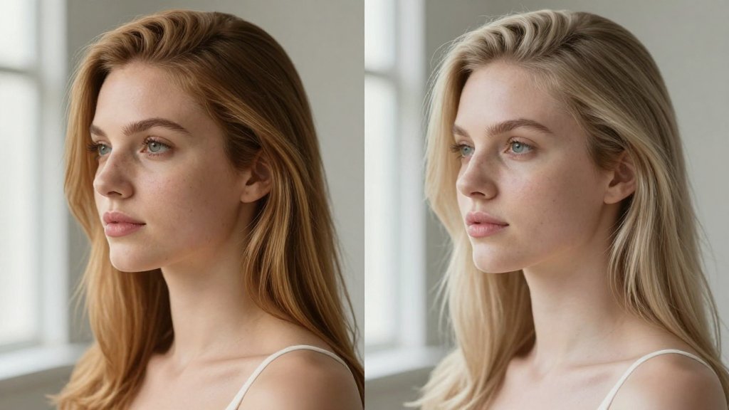 Two women showing hair color for warm skin tone and cool skin tone side by side