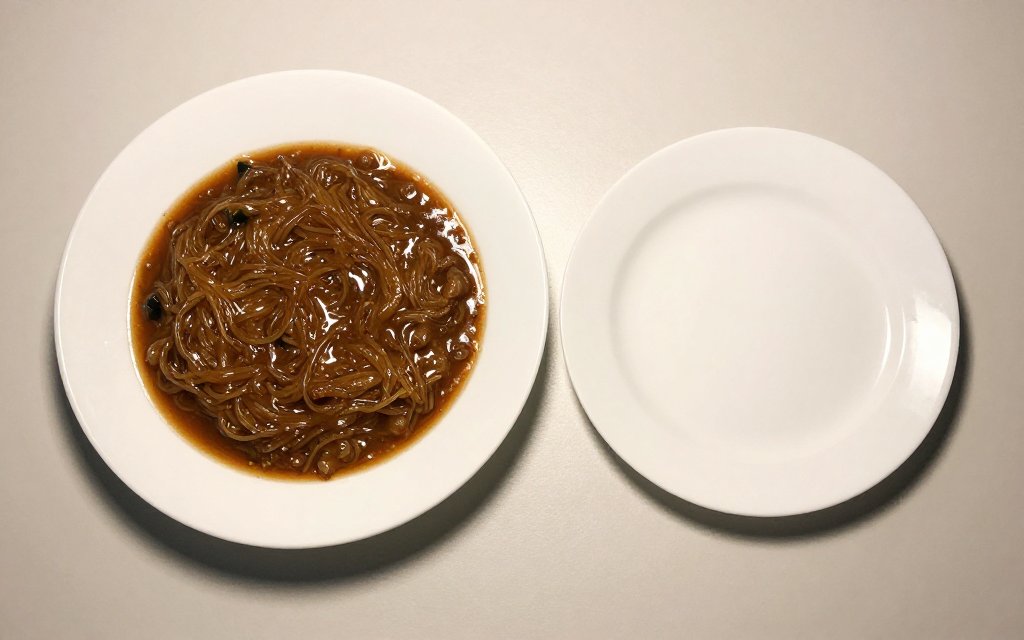 Two plates comparing meal sizes that influence GLP 1 nausea severity.
