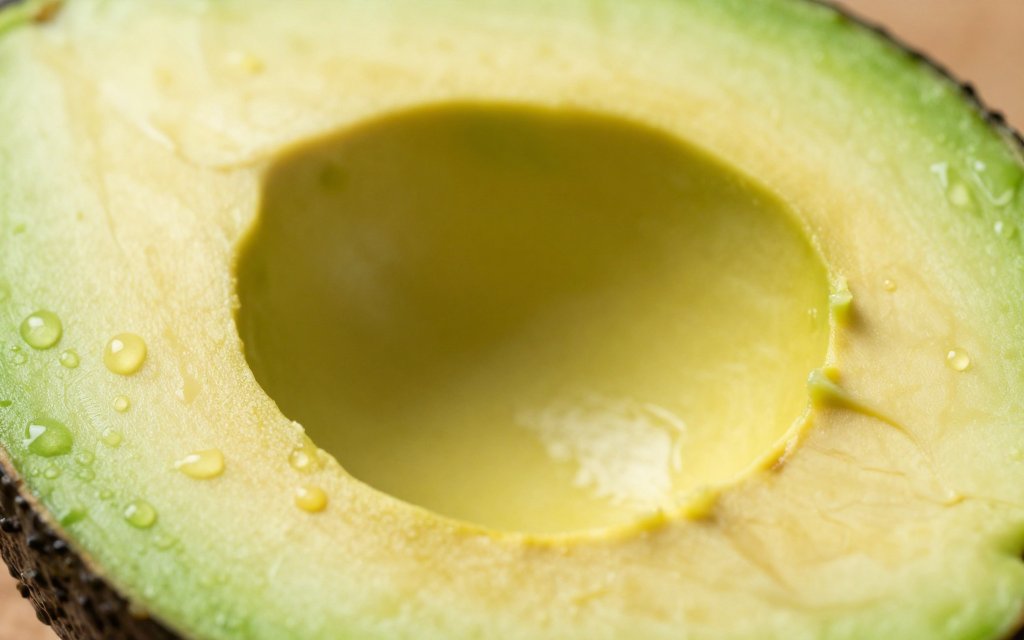 Macro view of avocado flesh highlighting the fat that drives avocado macros.