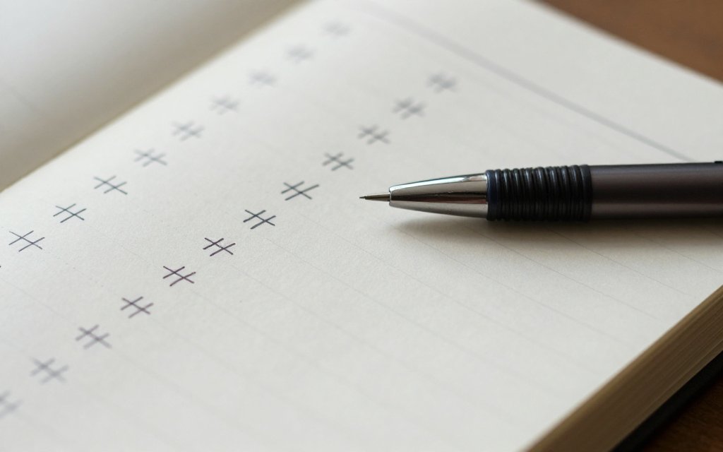 Close-up of a handwritten log used to track meals, cravings, and appetite.