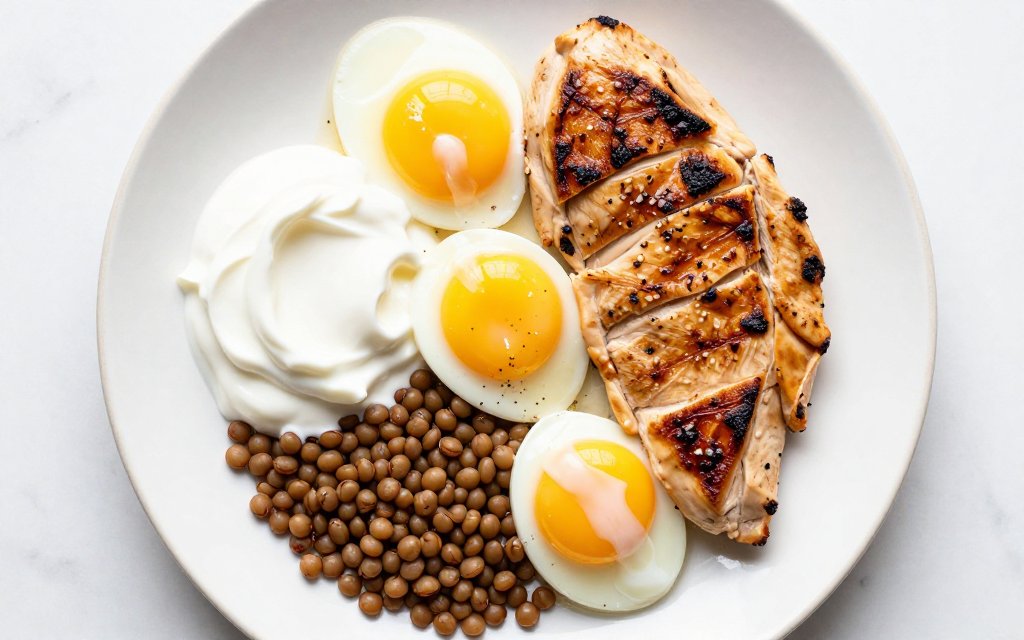 High-protein plate to help protect hair during semaglutide hair loss recovery.