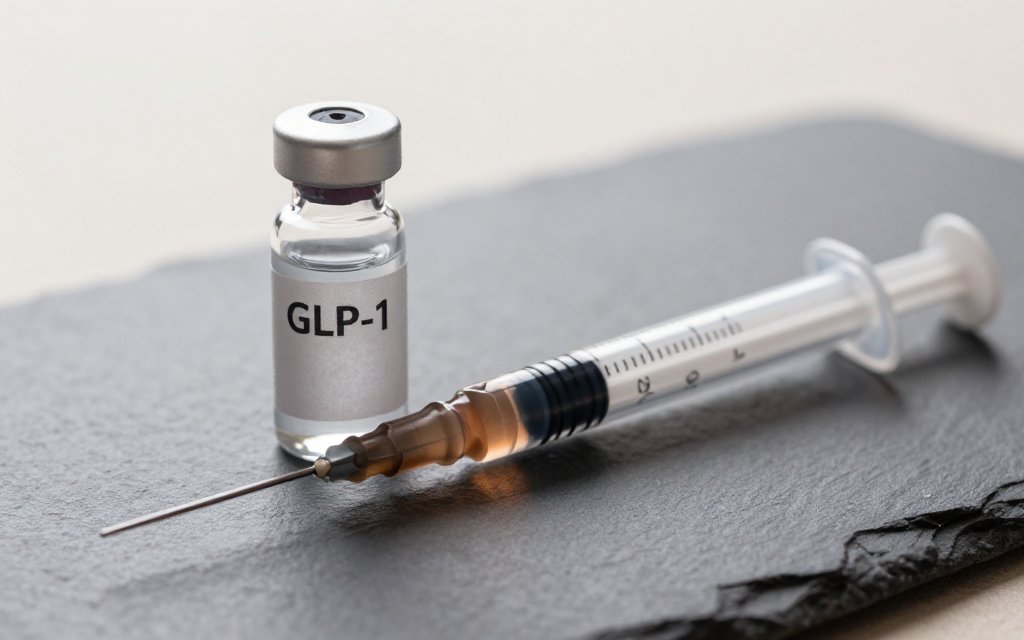 Close up of a semaglutide vial and syringe showing how long semaglutide stays in the body