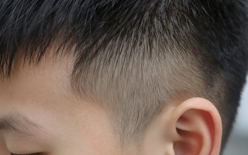 Close-up of a low taper fade blending softly above the ear