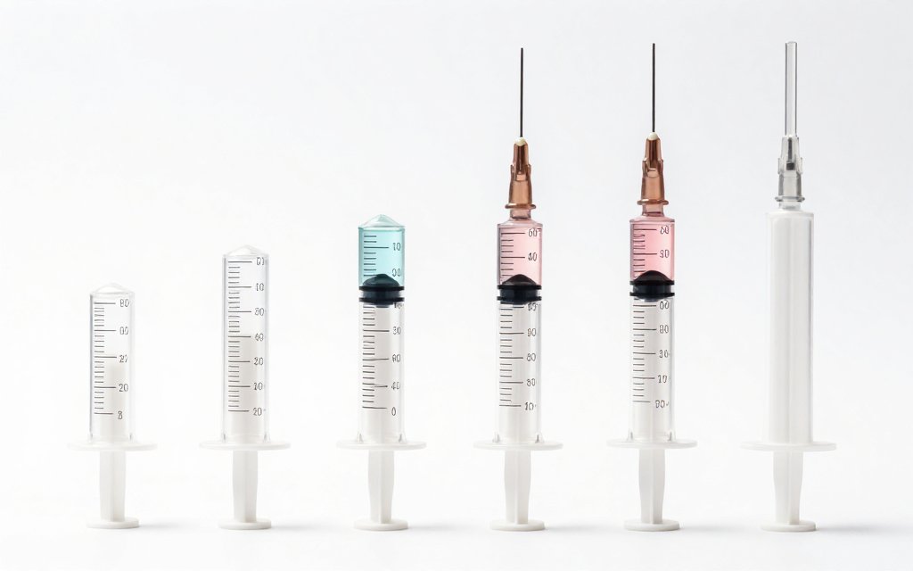 Four syringes at rising fills, a visual of dose-dependent retatrutide results