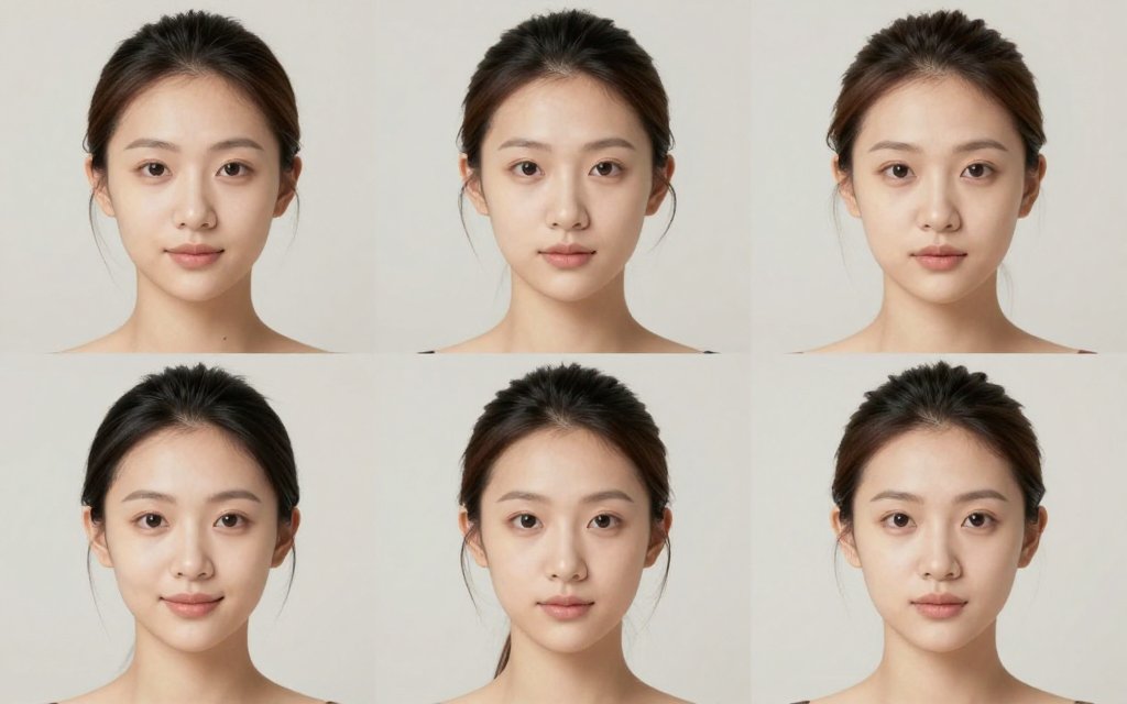 Six common face profiles compared side by side, oval to oblong