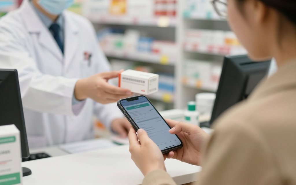 A patient at a pharmacy counter paying a self-pay ozempic price for a monthly supply.