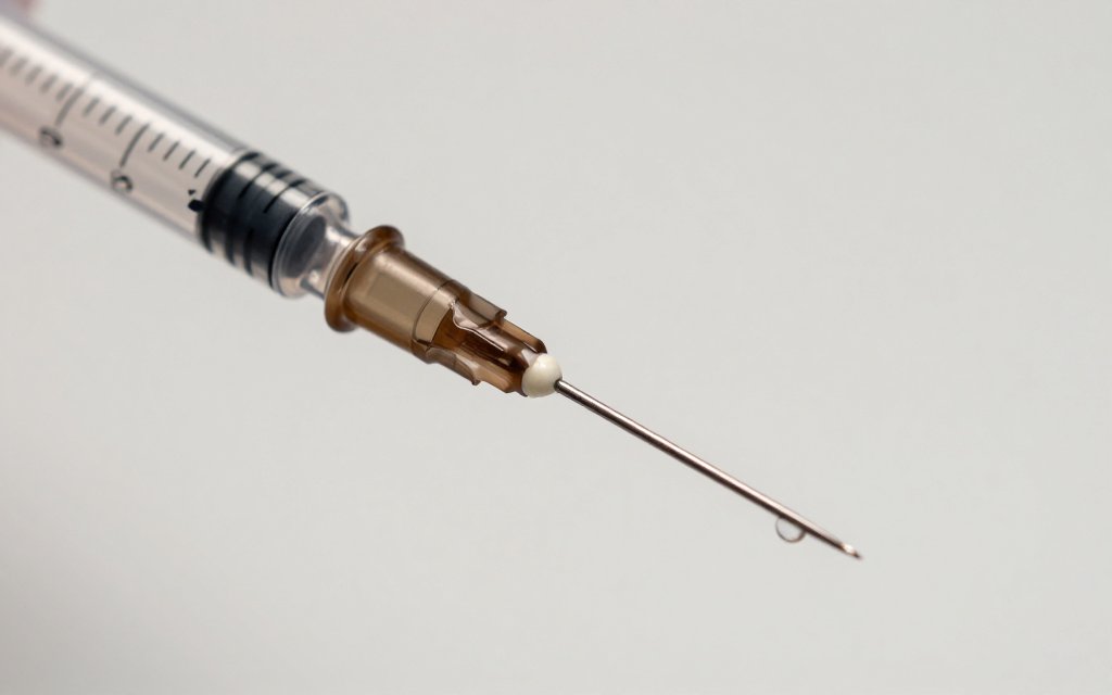 Macro of a syringe and vial showing how fast Ozempic works in the first weeks.