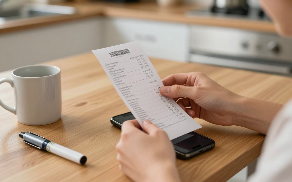 A person at home reviewing monthly medication costs while comparing Ozempic and Wegovy pricing