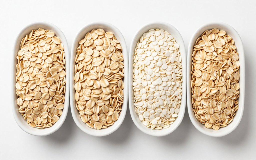Comparison of rolled, quick, steel-cut, and instant oats by weight and texture