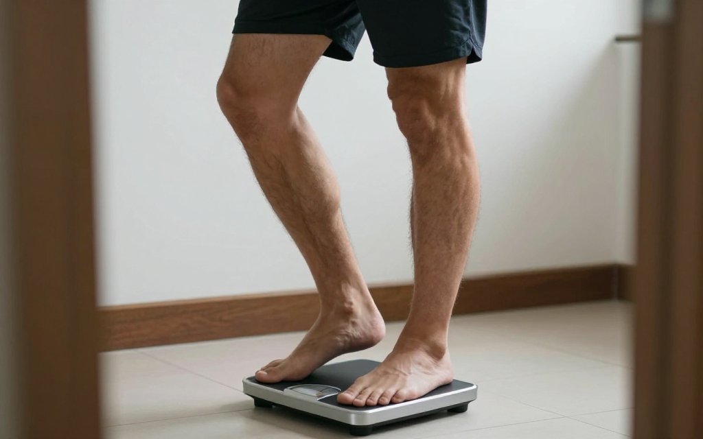 Weighing in each week to keep a calorie surplus small and steady