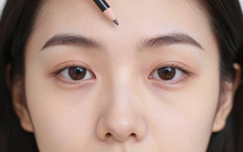 Close-up showing the equal forehead, cheekbone and jaw widths of a square face shape