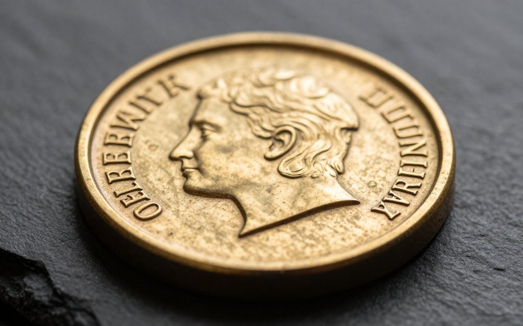 Macro shot of a brass one pound weight illustrating how many grams in a pound