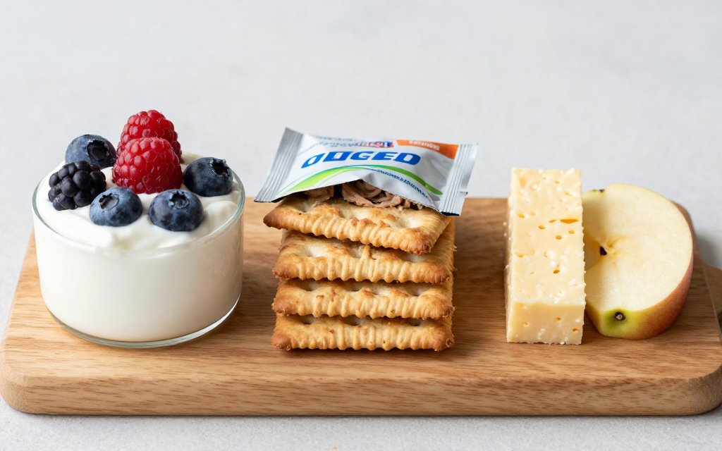 Comparison of greek yogurt protein snacks and other pairings under 200 calories.