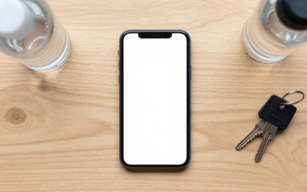 Top down view of a phone step counter beside a water bottle, showing 10000 steps burned.