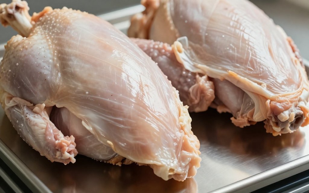 A bone-in and a boneless turkey breast on a scale, showing how much turkey breast per person to buy
