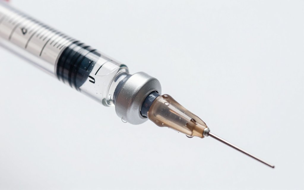 Insulin syringe drawing a tirzepatide dose in units from a reconstituted vial