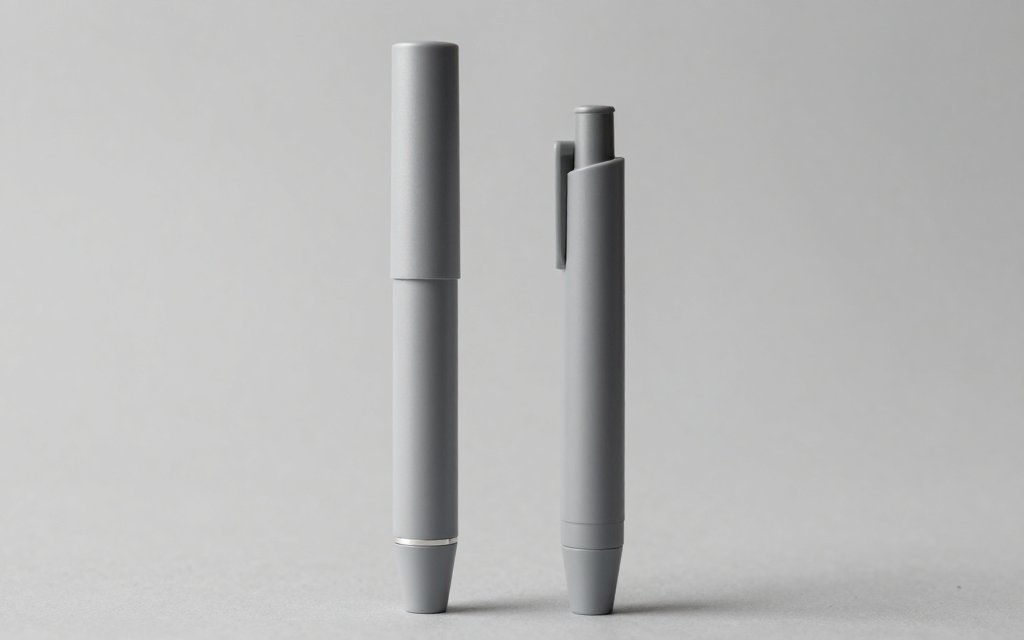 Two tirzepatide pens side by side comparing a lower and a higher dose