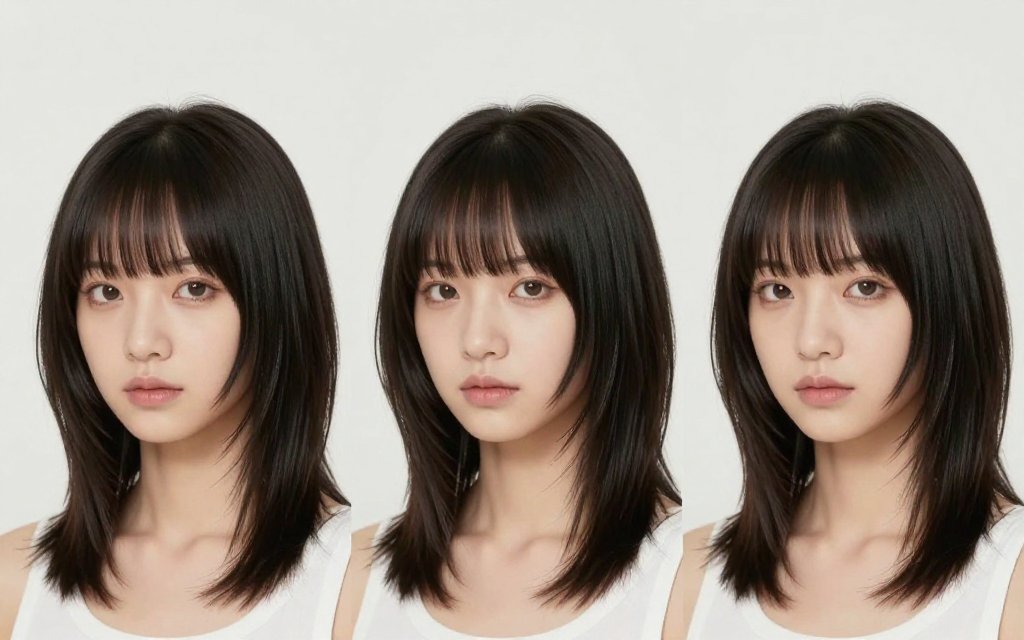 Wolf cut styled for different face shapes with curtain bangs