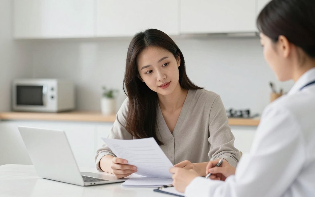 Patient discussing tirzepatide hair loss and treatment plans with a clinician