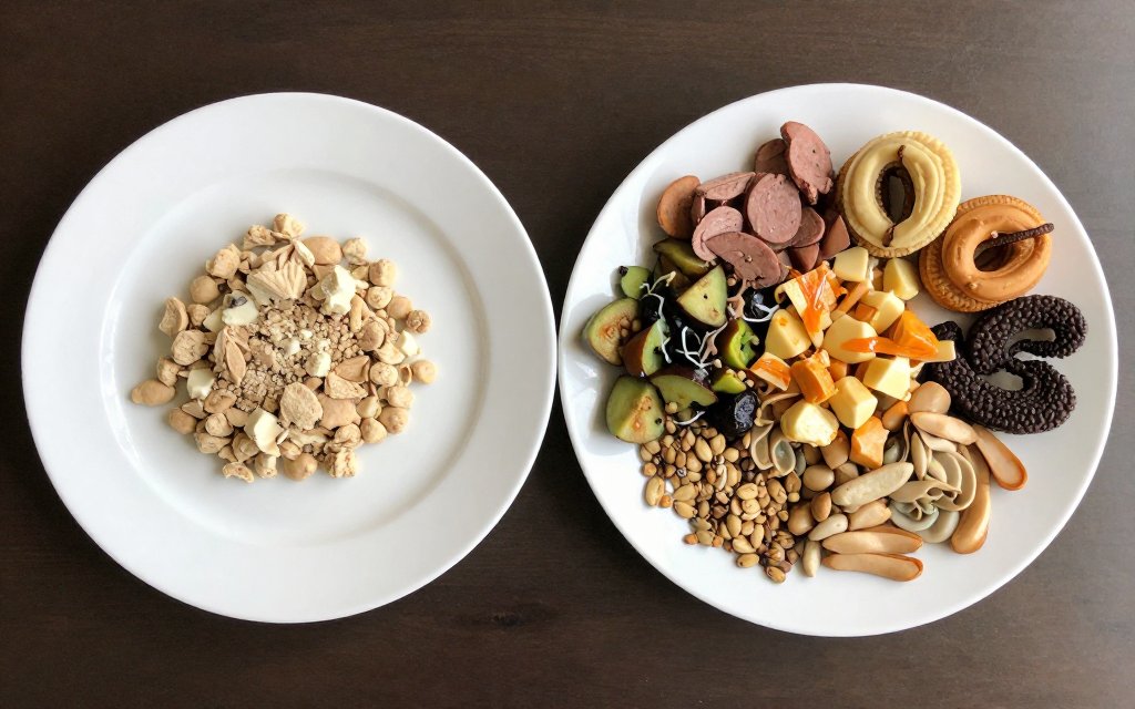 Two meal portions side by side, a common focus for how to not gain weight after stopping Ozempic
