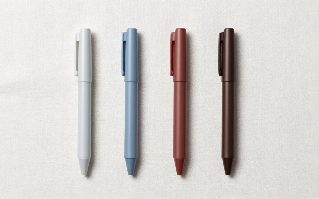 Flat lay of injection pens in a row, illustrating the dose steps where semaglutide nausea tends to appear
