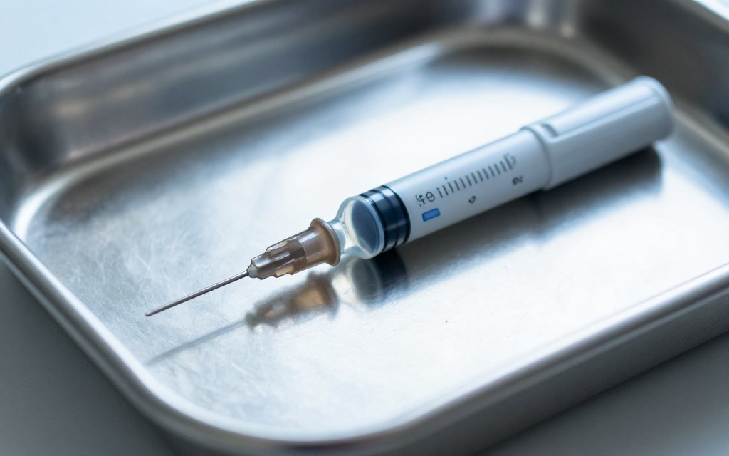 Macro view of an injection pen dose window, the point where Mounjaro side effects often begin after a dose step