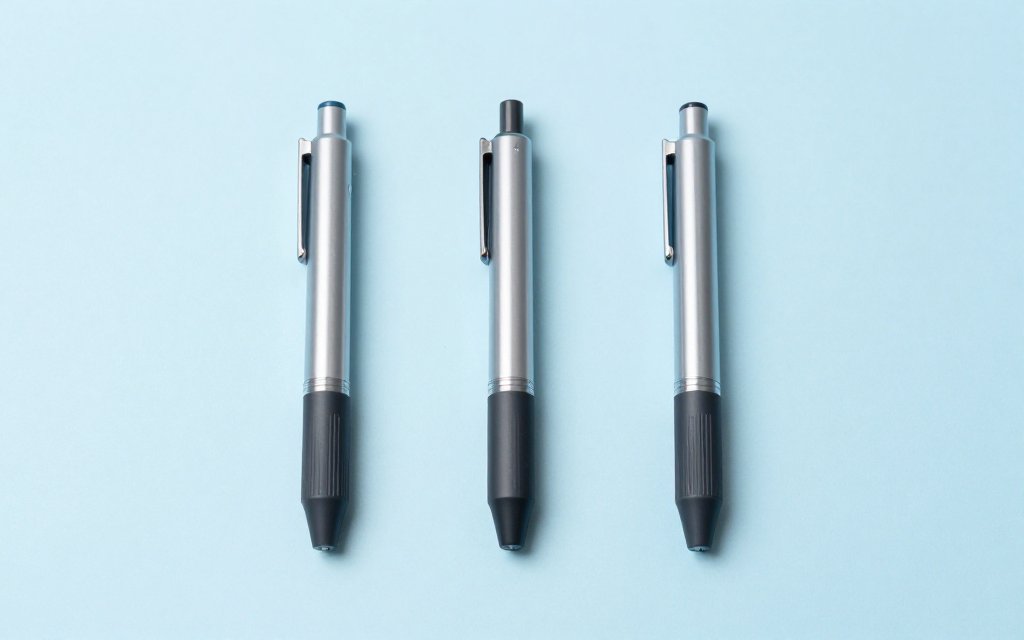 Three unlabeled injection pens side by side, comparing retatrutide dosage strengths of 4, 9 and 12 mg