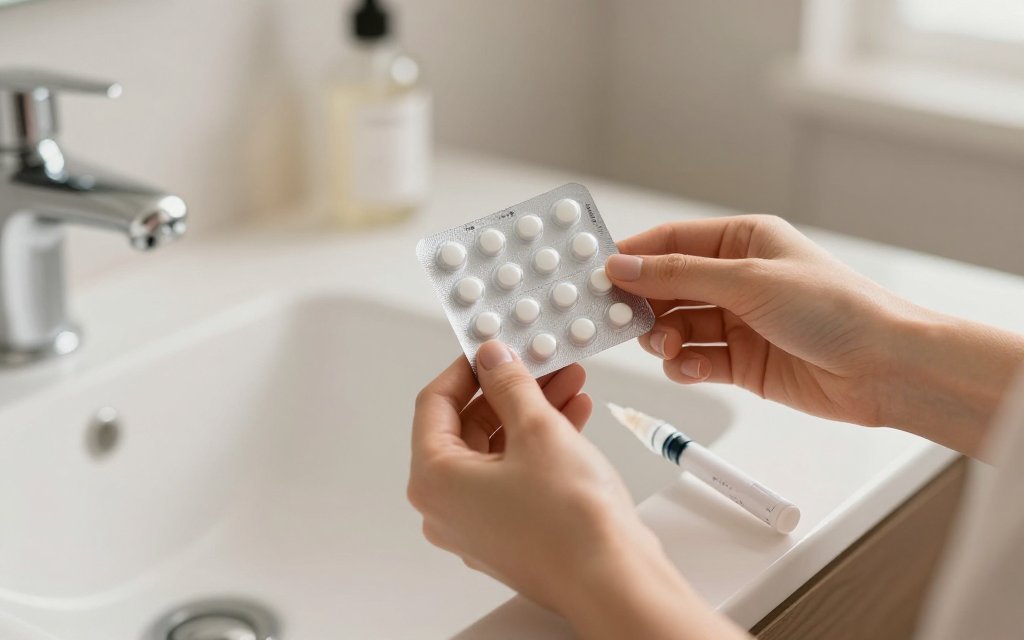 Hands holding a birth control pill pack next to an injection pen, linked to tirzepatide and pregnancy contraception advice